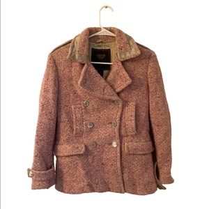 COACH SIGNATURE AUTHENTIC pink speckled wool w/satin jacket Size 8 Winter coat